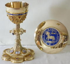 French antique solid silver gilt Gothic Chapel Set